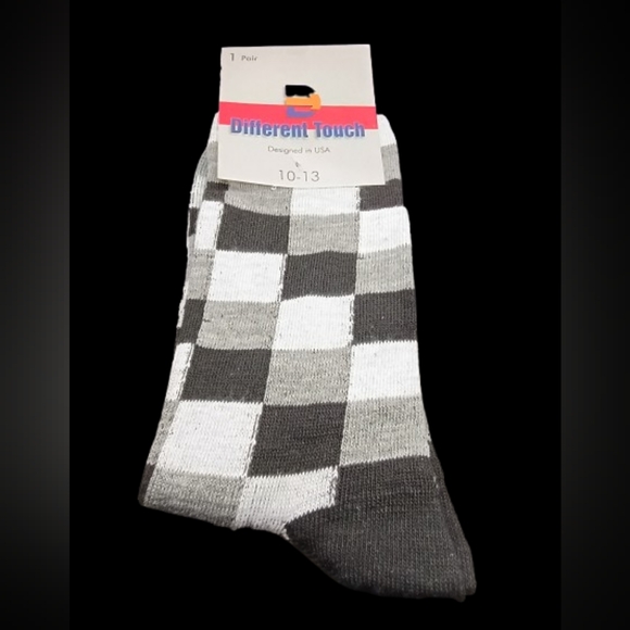 Men's Different Touch Novelty Checkered Socks - Black and White - Picture 1 of 2